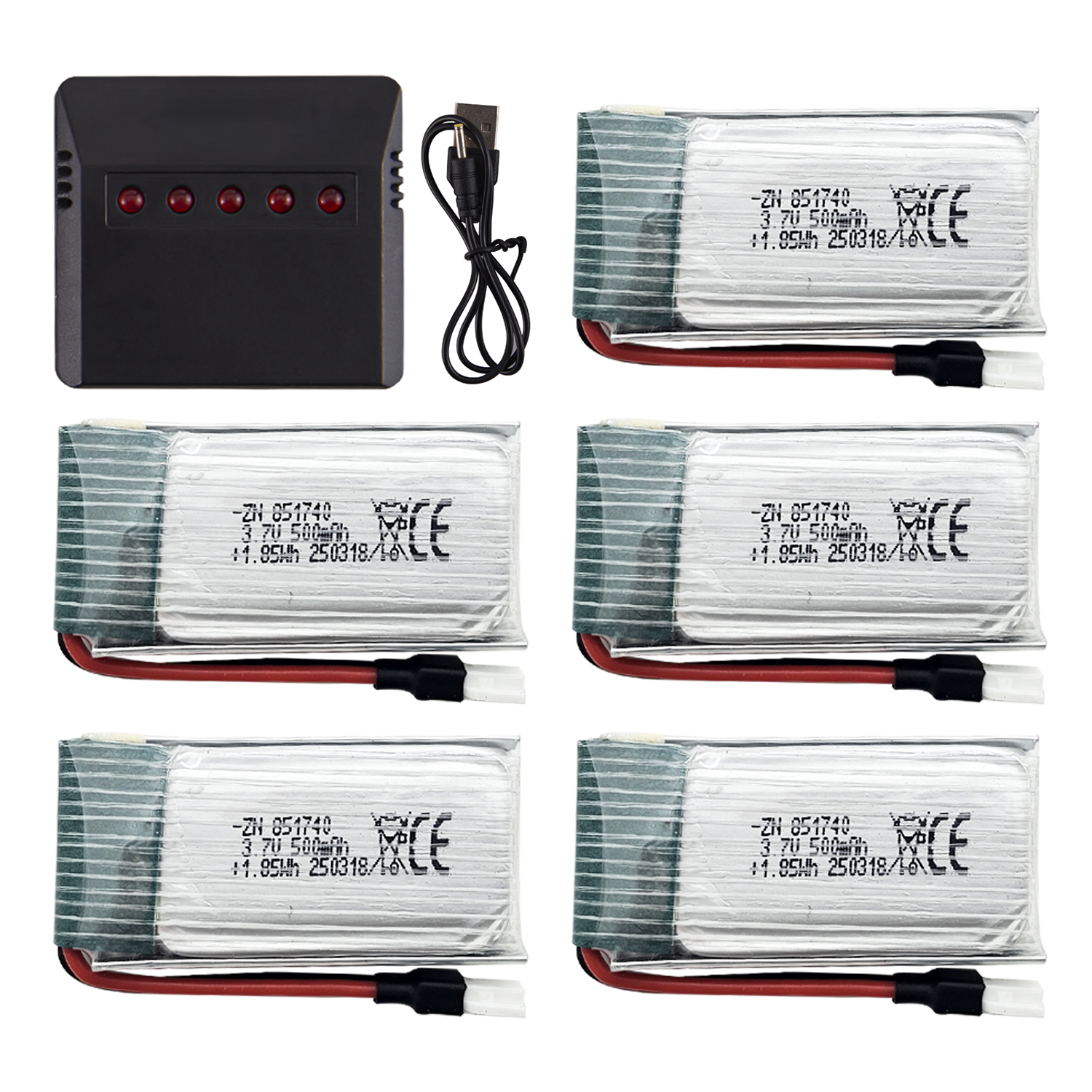 Rc Helicopter Charger - 5Pcs 3.7V 500mAh LiPo Batteries with