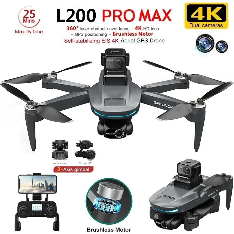 L200 PRO MAX Drone 4K 2-Axis P - Rc Helicopter Electric avaliação e preço