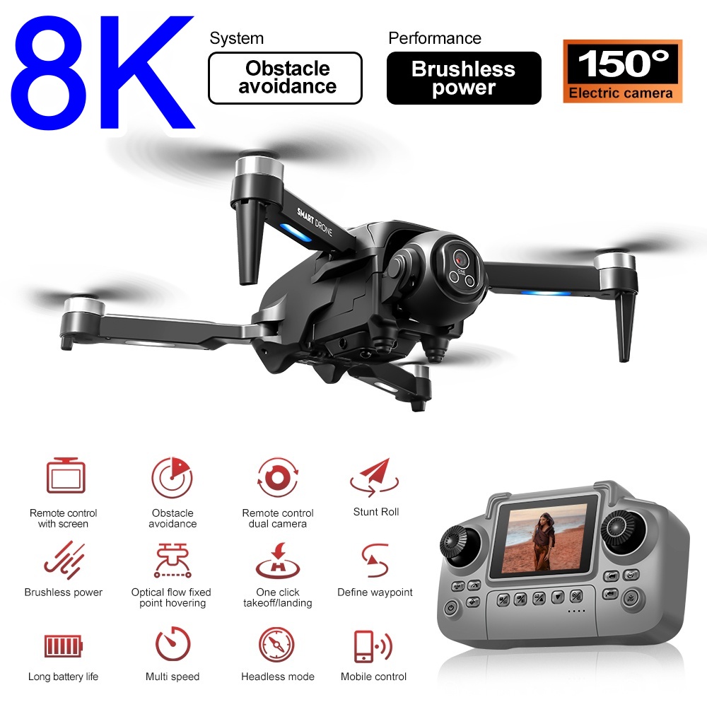 Brushless 8K Drone With HD 150 - Rc Helicopter Large avaliação e preço