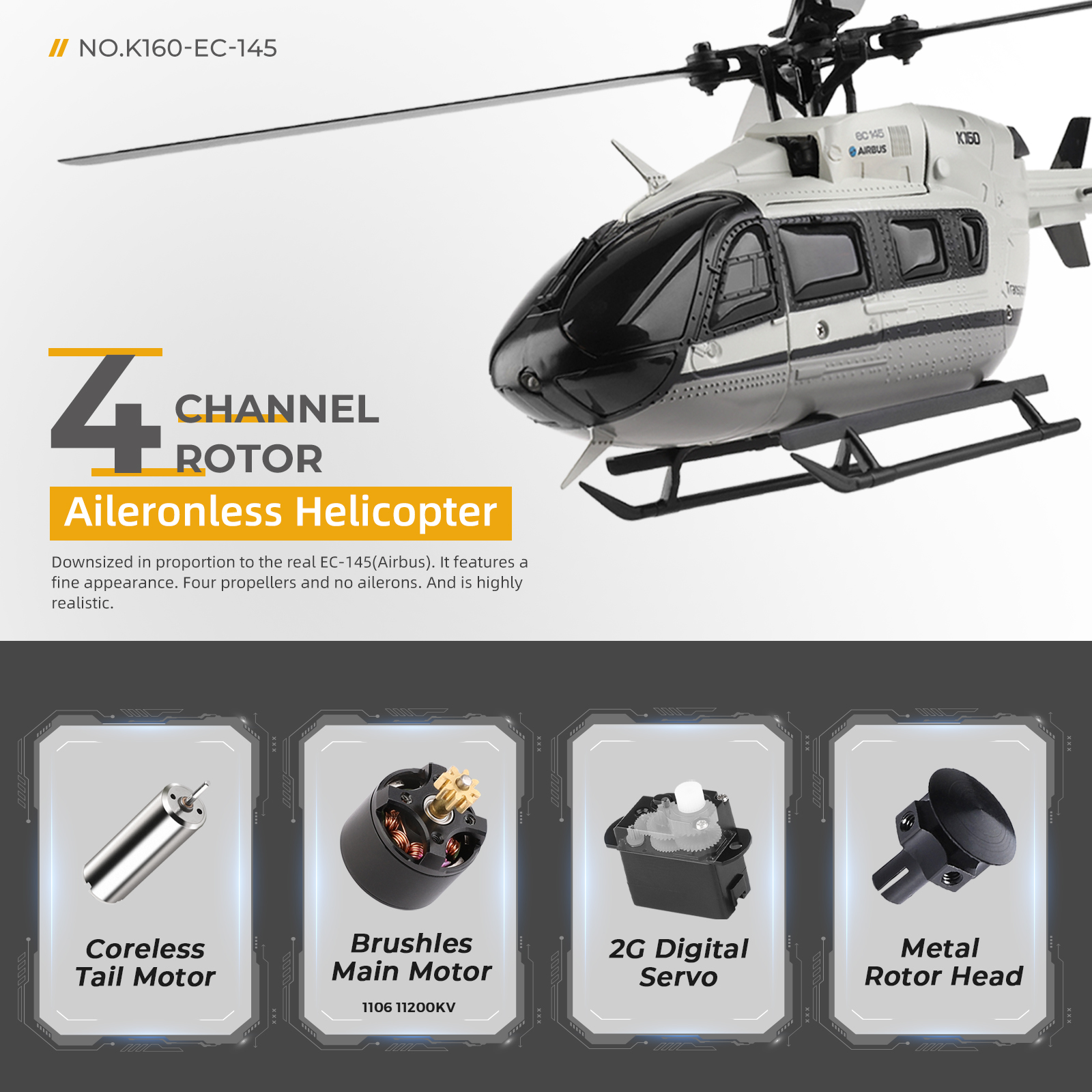 WLtoys XK K160 EC-145 (Airbus) - Rc Helicopter Electric avaliação e preço