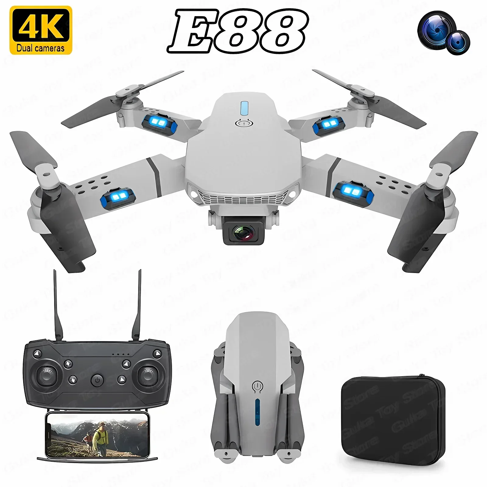 E88 Pro WIFI FPV Drone Wide An - Rc Helicopter Case avaliação e preço