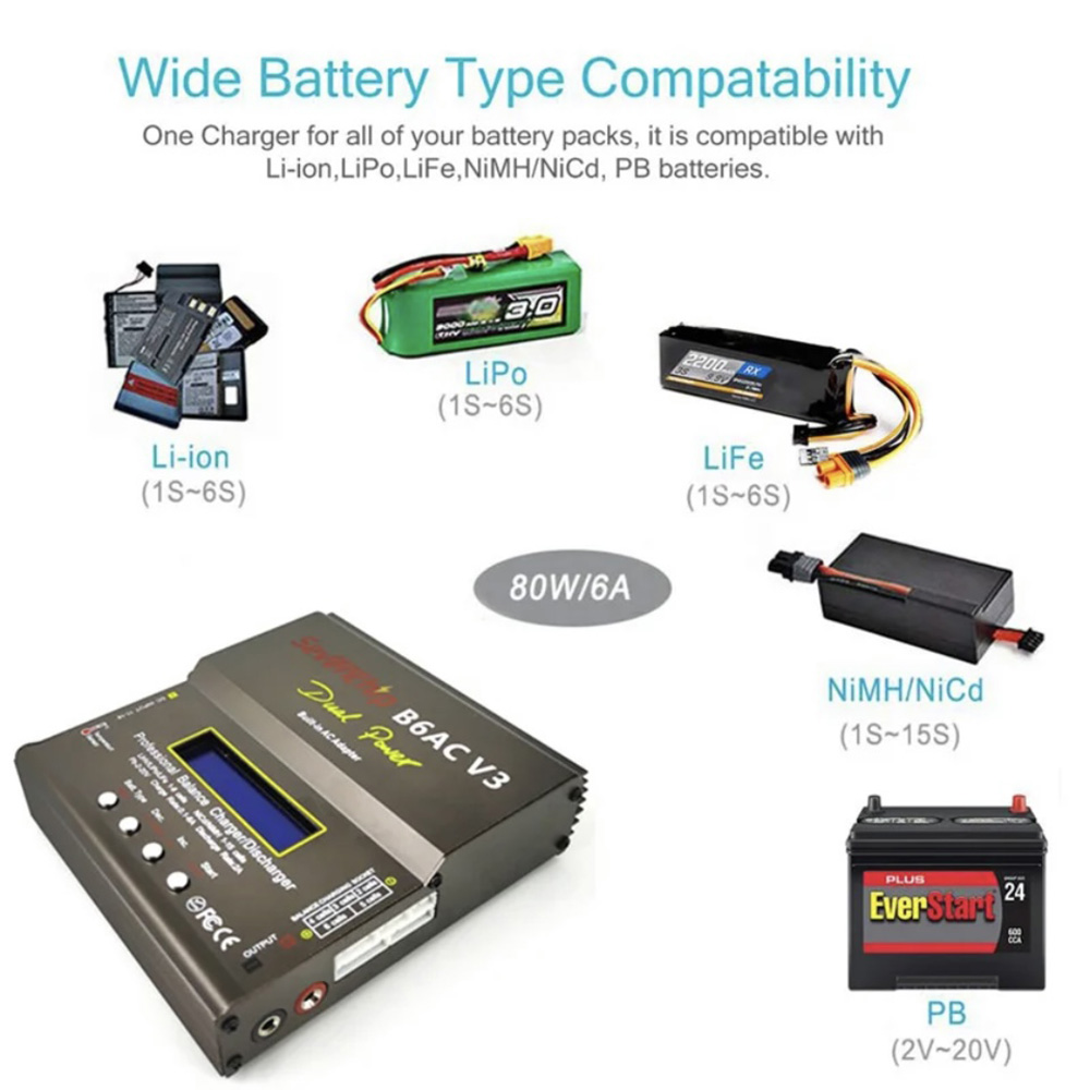 80W imax B6AC V3 Balance Charg - Rc Helicopter Charger avaliação e preço