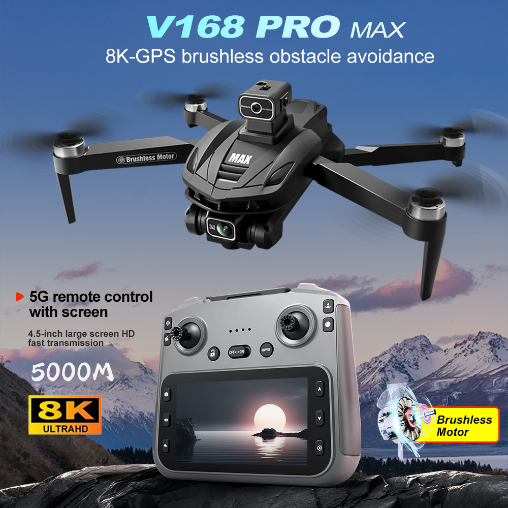 V168 PRO Max GPS Drone 8K Prof - Rc Helicopter Case avaliação e preço