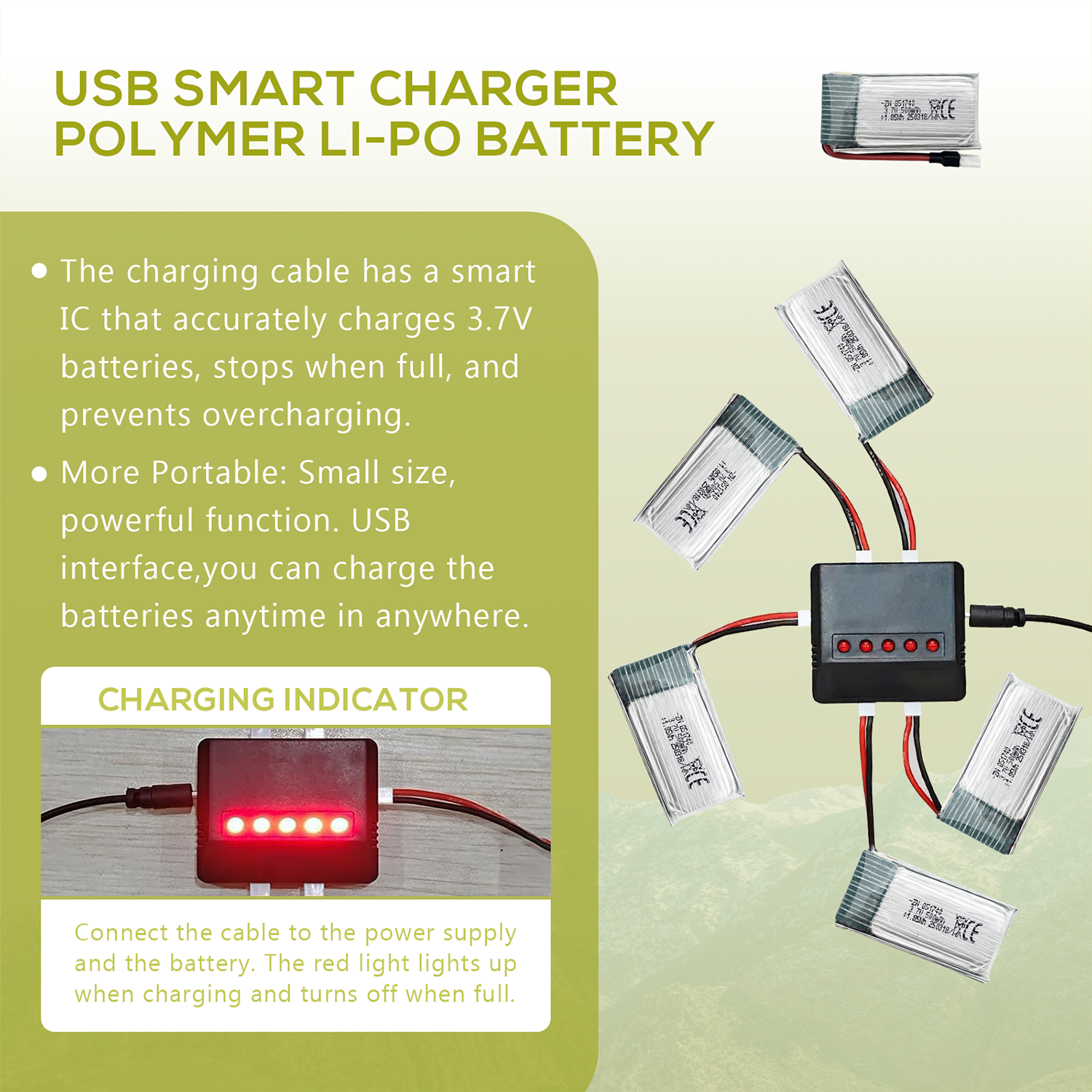 5Pcs 3.7V 500mAh LiPo Batterie - Rc Helicopter Charger avaliação e preço